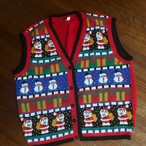 Vintage Avon Red Acrylic Christmas Sweater Vest